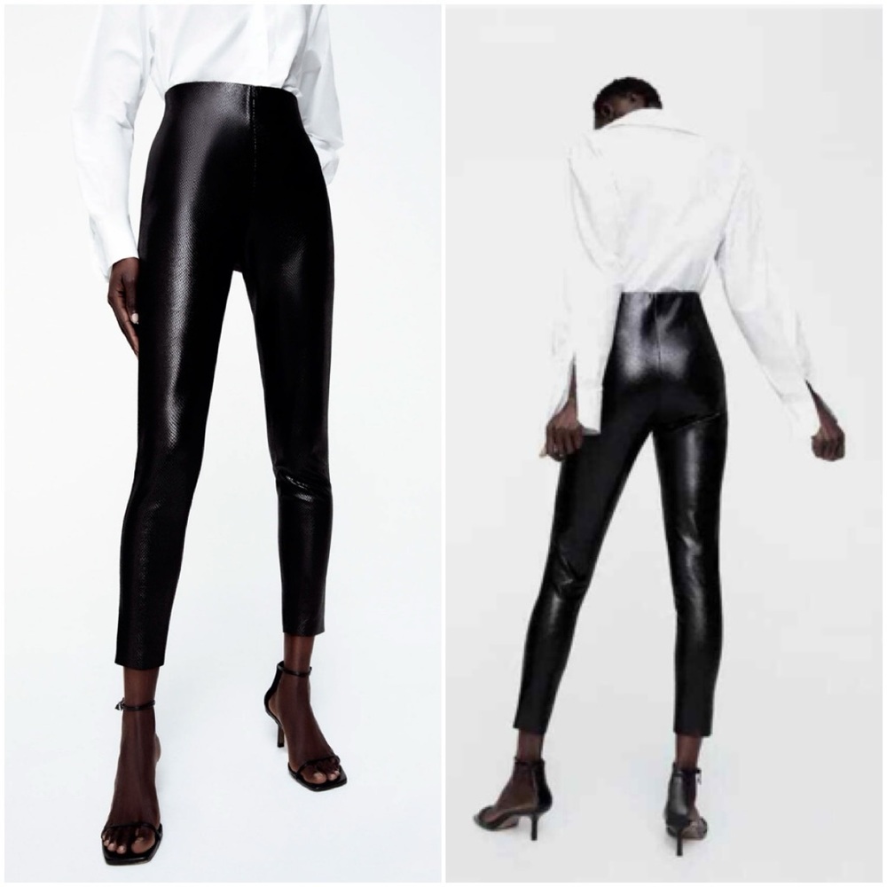 NWT ZARA ANIMAL EMBOSSED BONDED LEGGINGS